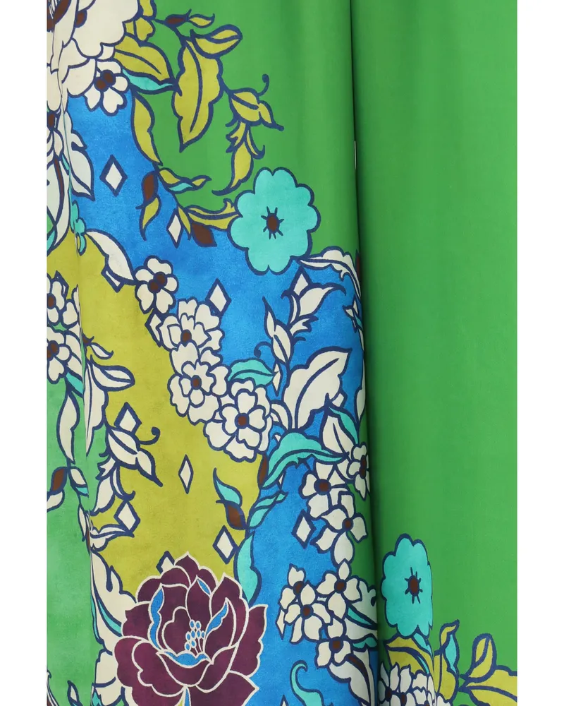 ALEMAIS Women's Silk Pants Nanci Multicolour Trousers Green