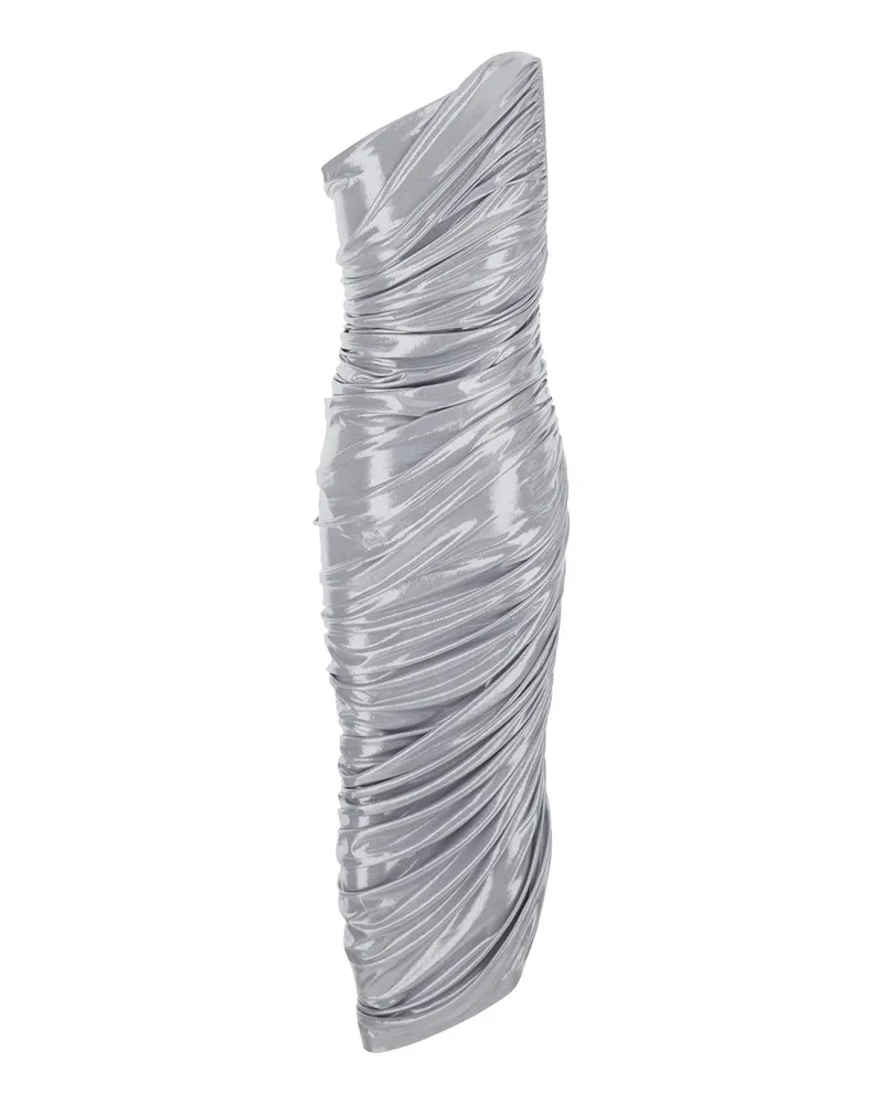 Norma Kamali Women Long Dress Diana Metallic Silver