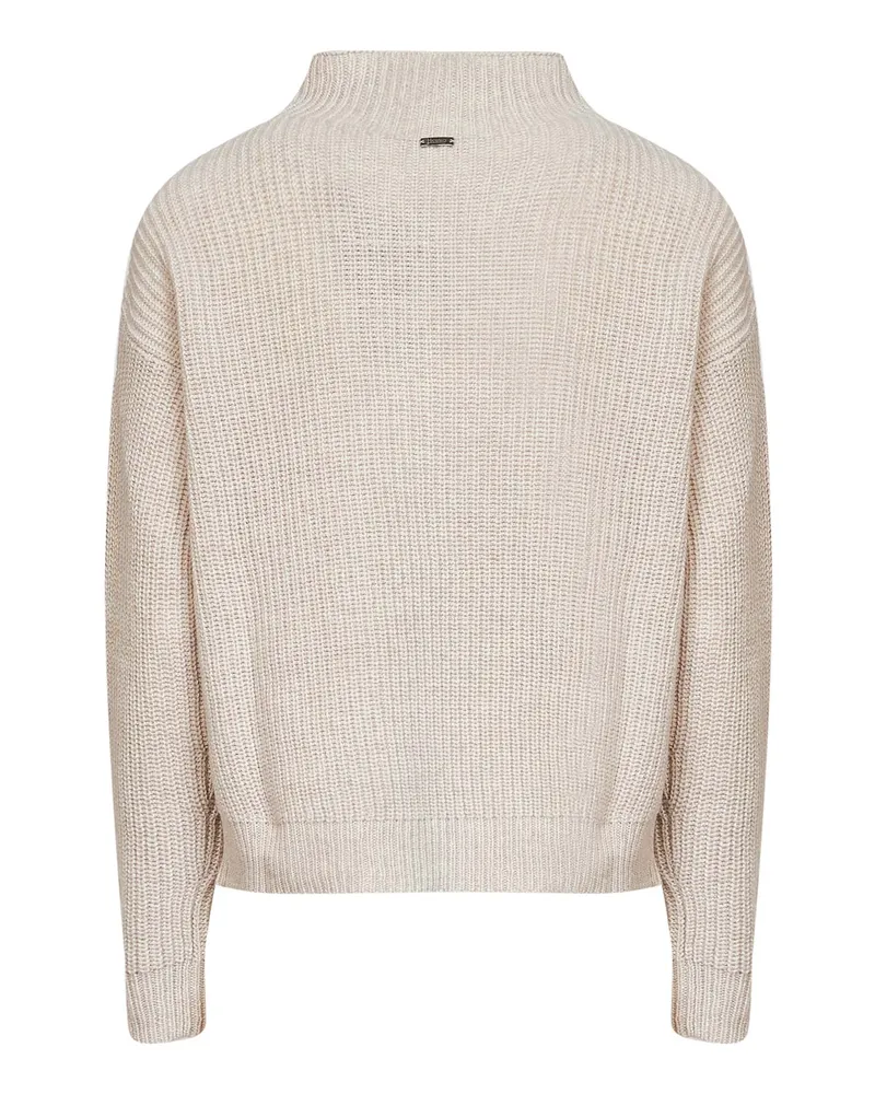 Herno Ribbed Wool Funnel Neck Sweater — Beige Beige
