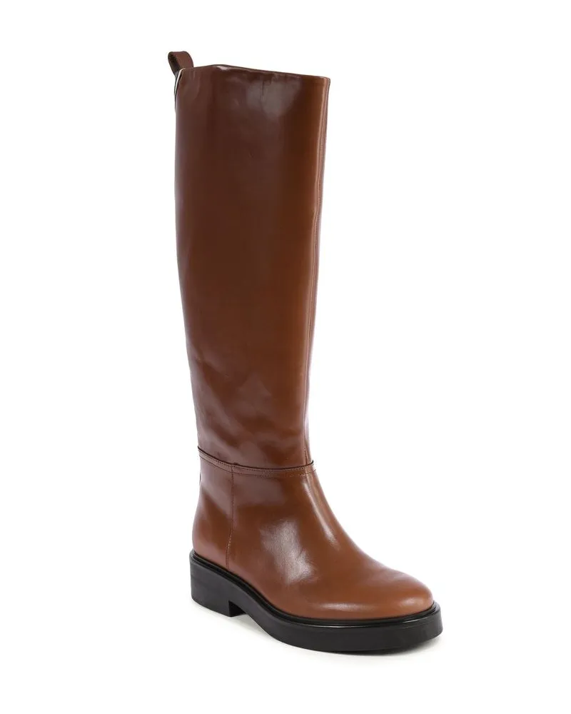 Tommy Hilfiger Leather Platform Knee-High Boot — Brown Brown