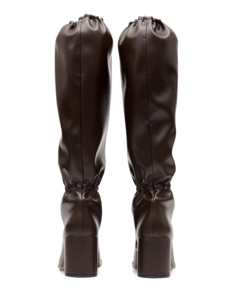 Maison Margiela Gathered Leather Boot — Brown Brown