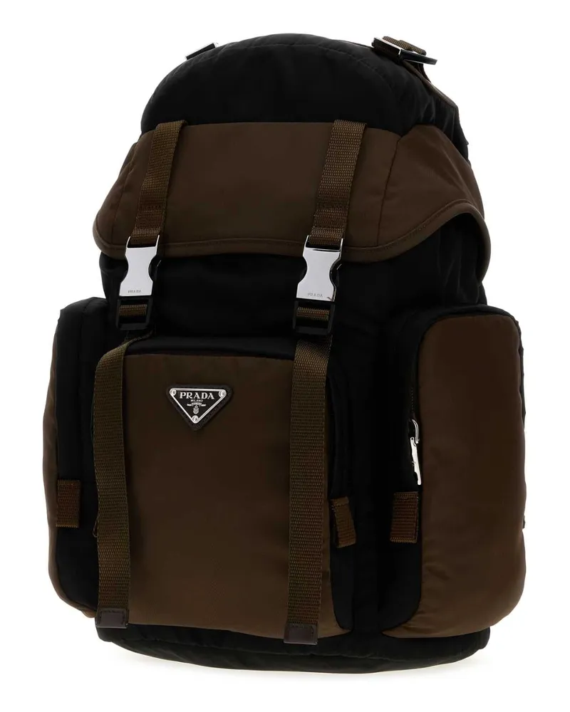 Prada Men's Two-Tone Re-Nylon Backpack Nero+bruciato 1 Zaini Black