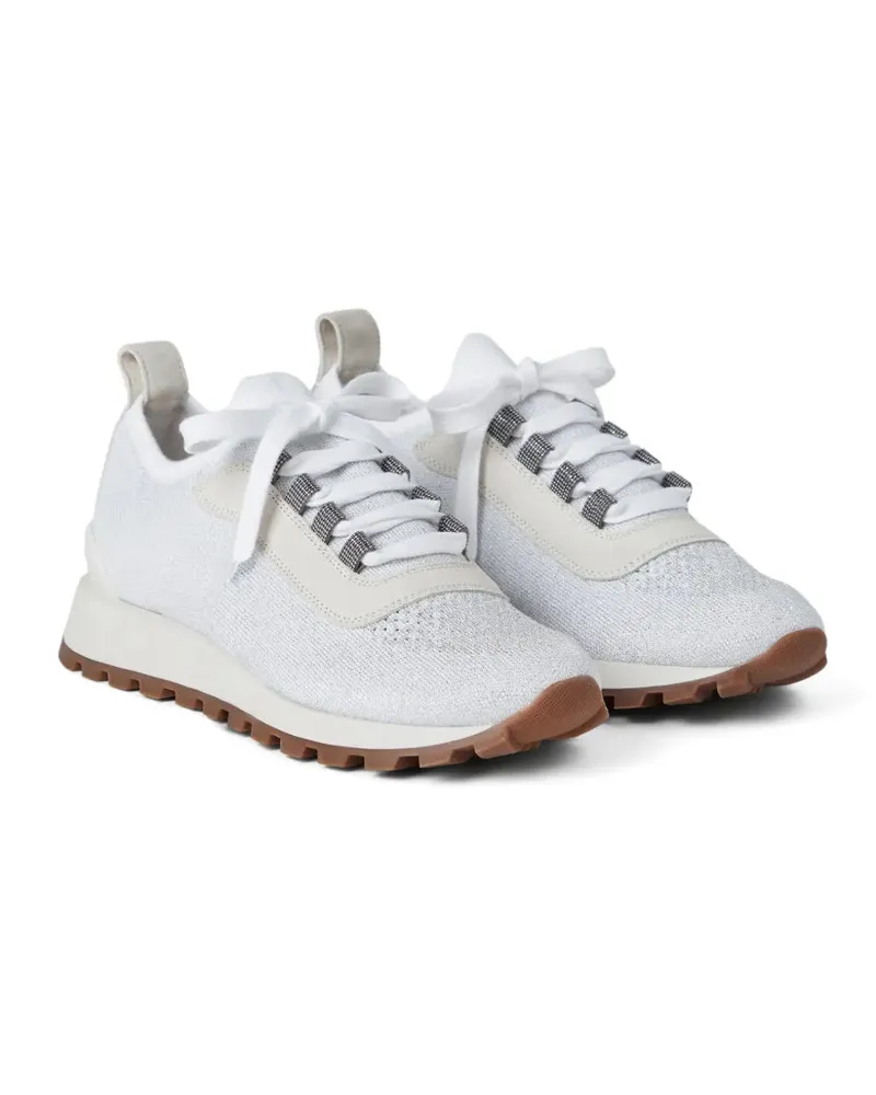 Brunello Cucinelli Women's Knitted Low-Top Sneakers Ss26 W White