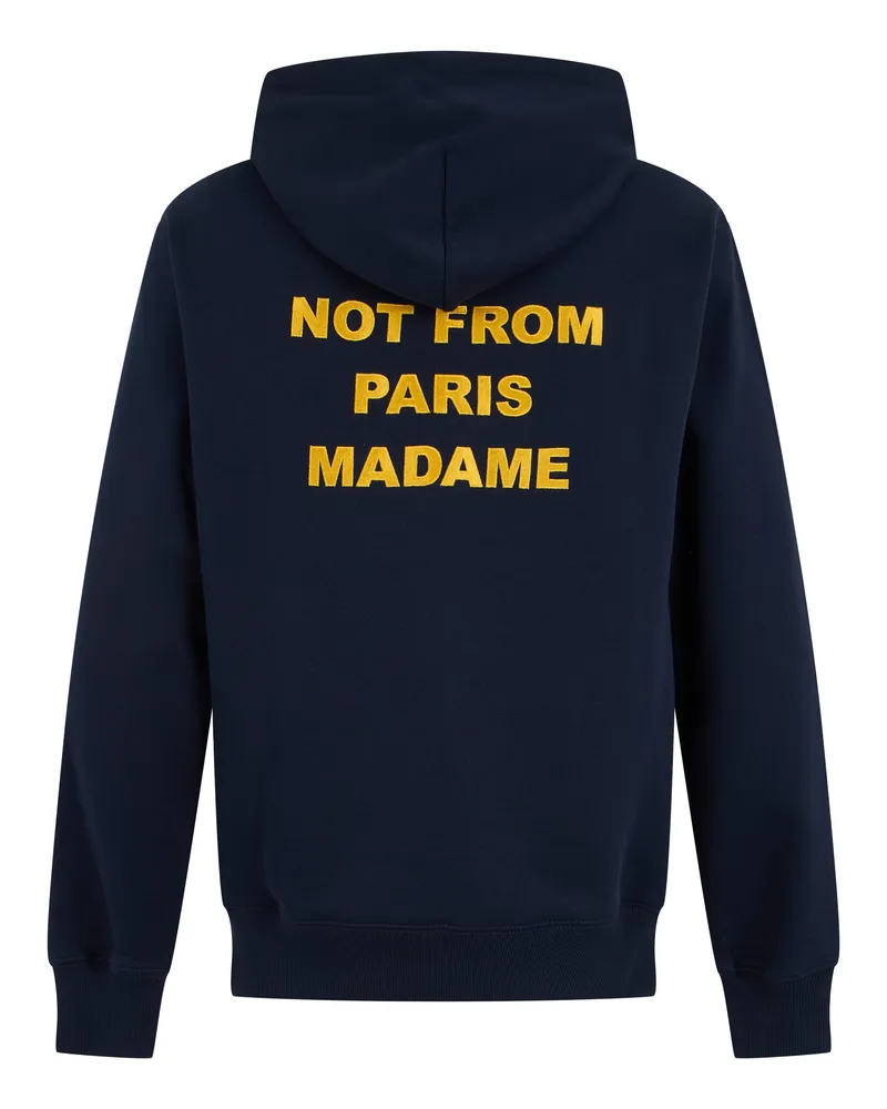 Drôle de Monsieur Embroidered Logo Cotton Hoodie — Navy Navy