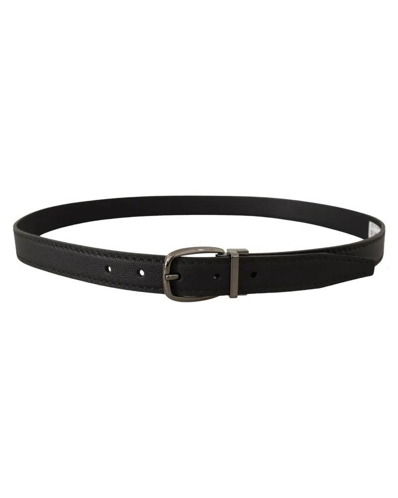 Dolce & Gabbana Leather Metal Buckle Belt — Black Black