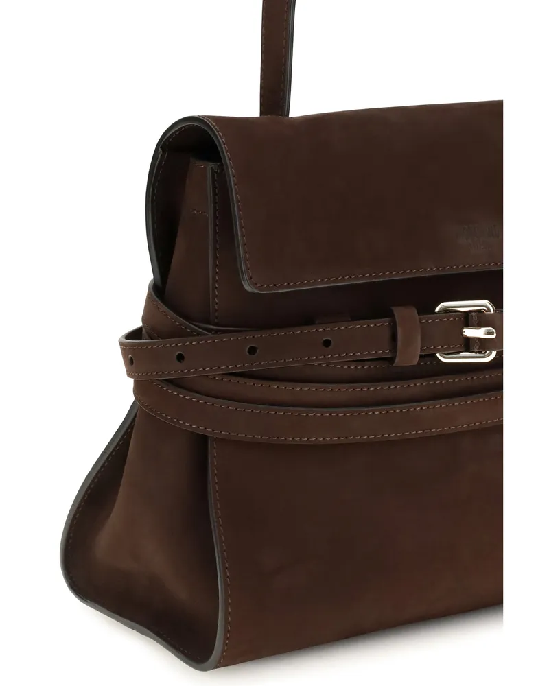 Moschino Women's Handbag Nubuck Chocolate Leather Shoulder Bags Brown