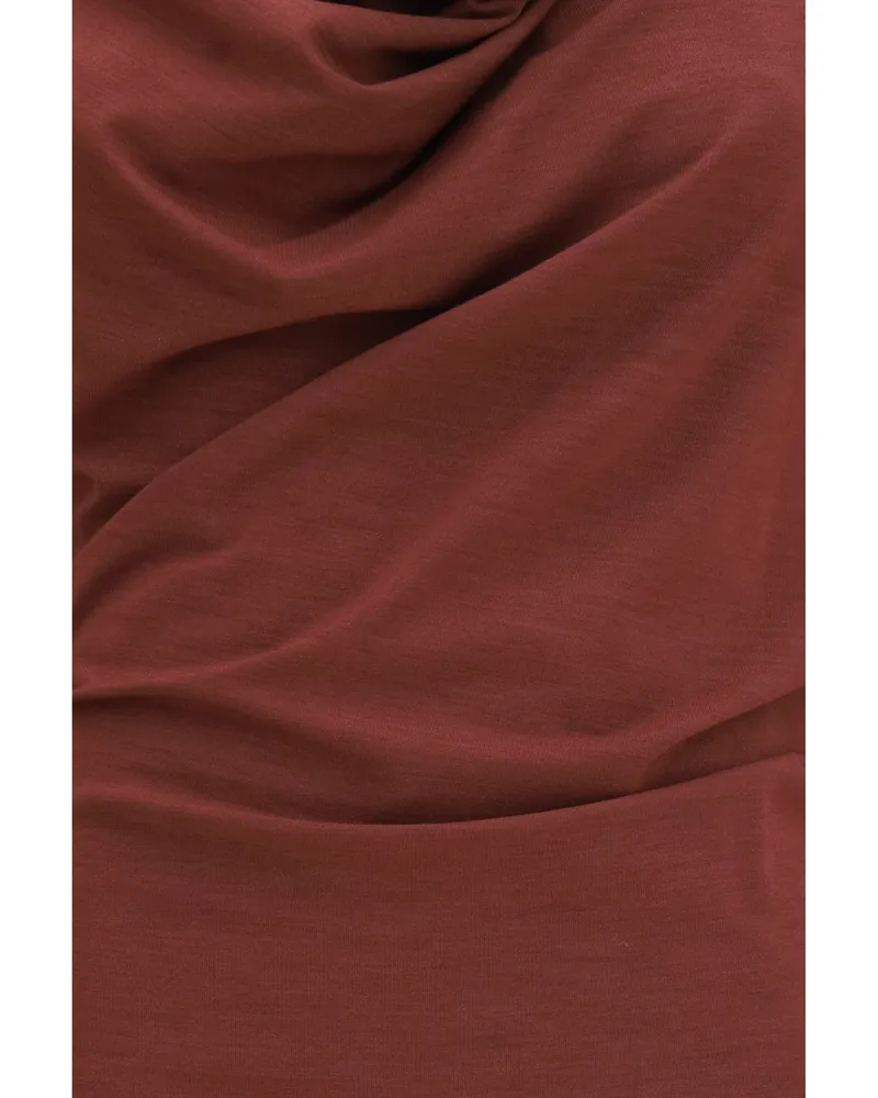 Brunello Cucinelli Draped Monili Midi Dress — Red Red