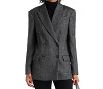 Virgin Wool Double-Breasted Blazer — Black
