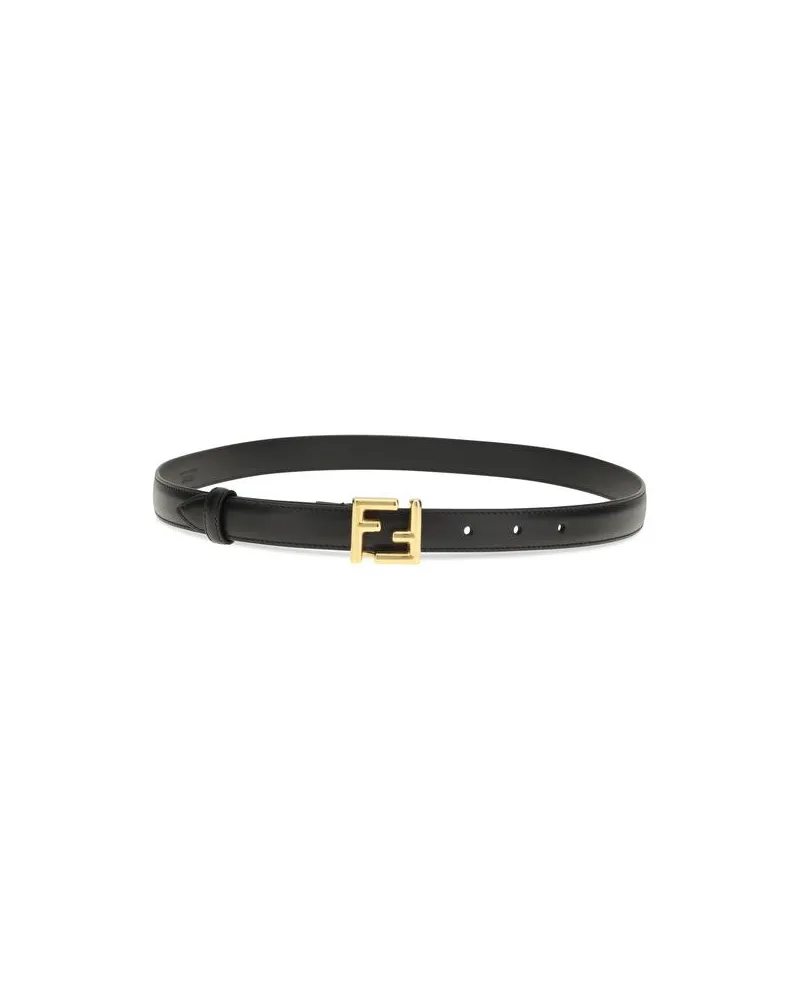 Fendi Women's Black Calf Leather Bos Taurus Regular Belt Black