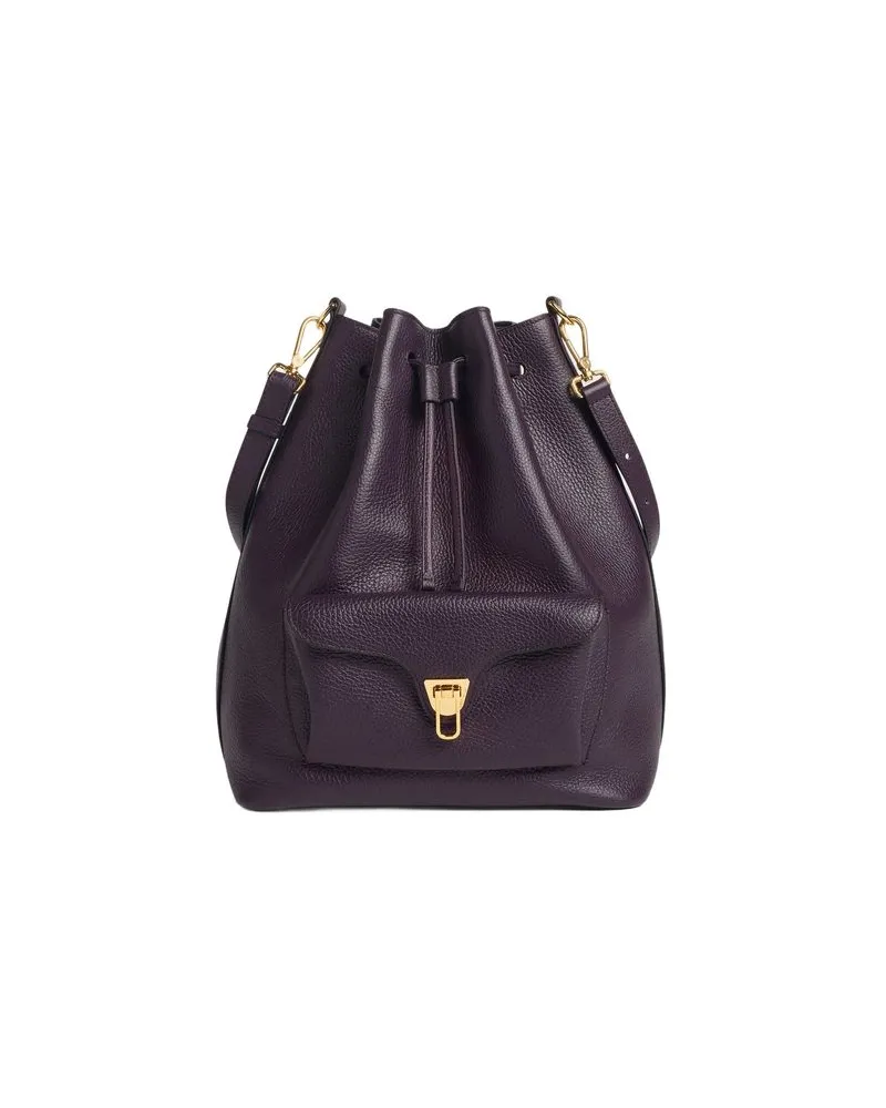 Coccinelle Beat Generatio Leather Bucket Bag — Purple Purple