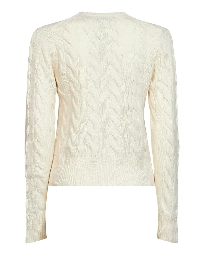 Ralph Lauren Women's Cable Knit Cardigan Cream Wool And Cashmere Ivory Cardigans Sweater Ivory