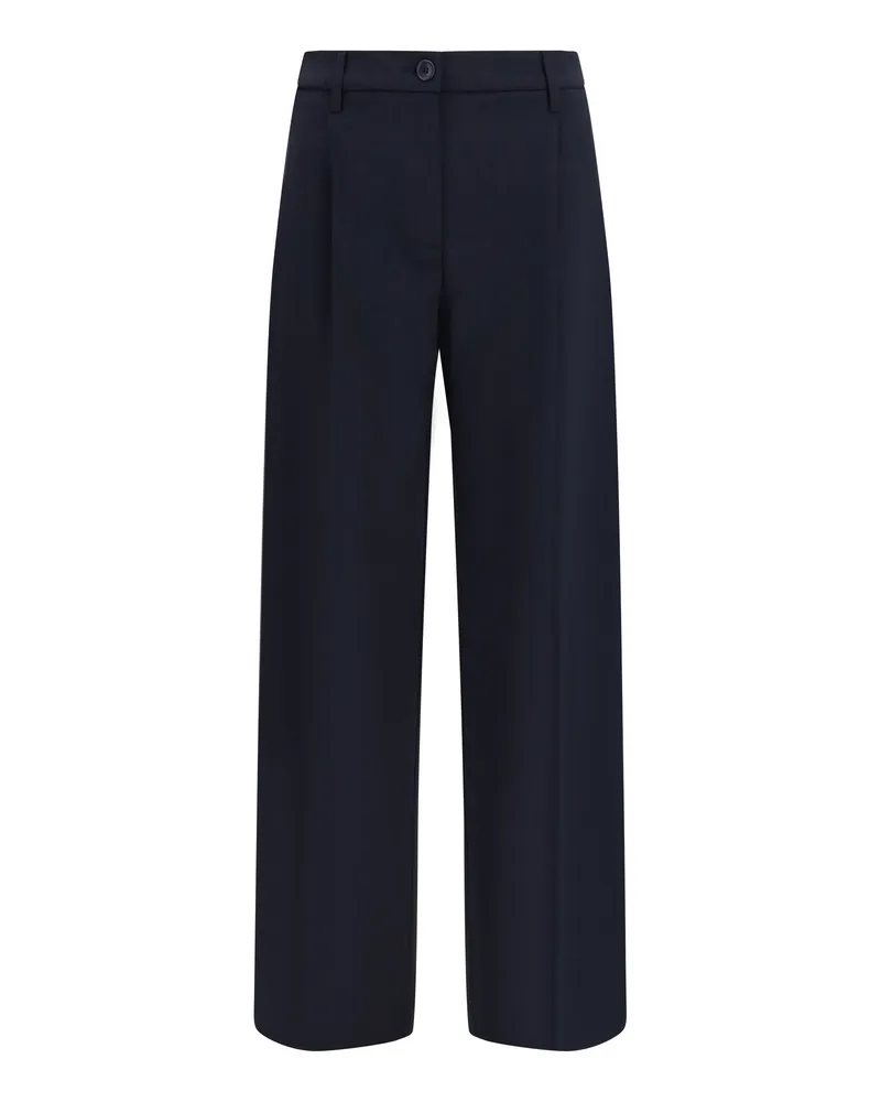 CRUNA Women's Pants Wide-Leg Virgin Wool Midnight Blue (fleece) Trousers Midnight