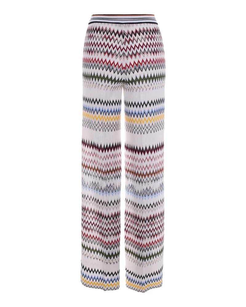 Missoni Women's Wide Trousers Viscose Zig Zag Multicolour Multicolour-White Multicolour/white Multicolor