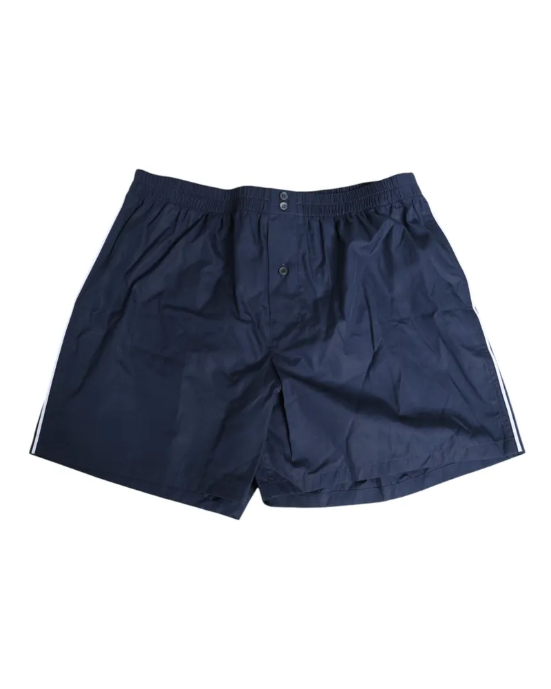Dolce & Gabbana Men's Navy Blue Cotton Elastic Waistband Button Swimwear Clothing Navy