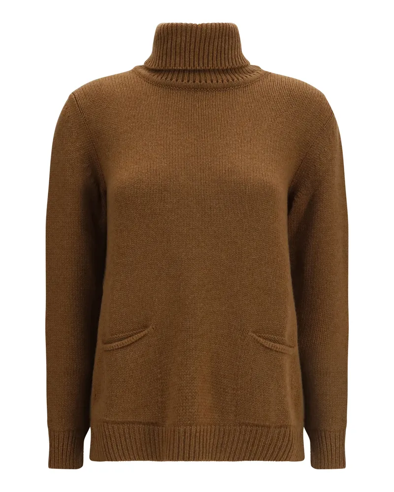 Ella High Neck Cashmere Sweater — Chestnut Chestnut