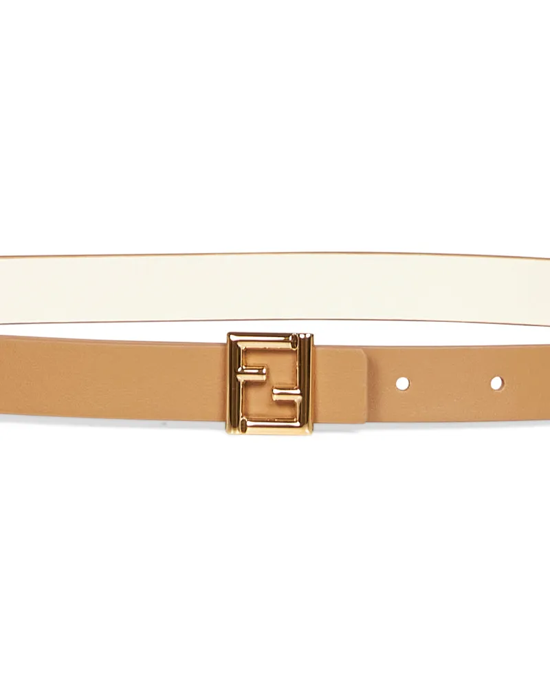 Fendi Reversible Leather FF Belt — Beige Beige