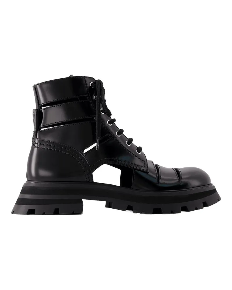 Alexander McQueen Women's Wander Ankle Boots Leather Black Shoes Ankle-boots Black