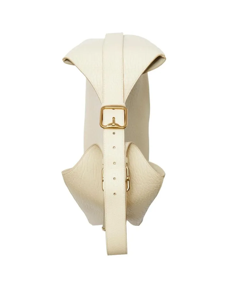 Burberry Grainy Leather Shoulder Bag — White White