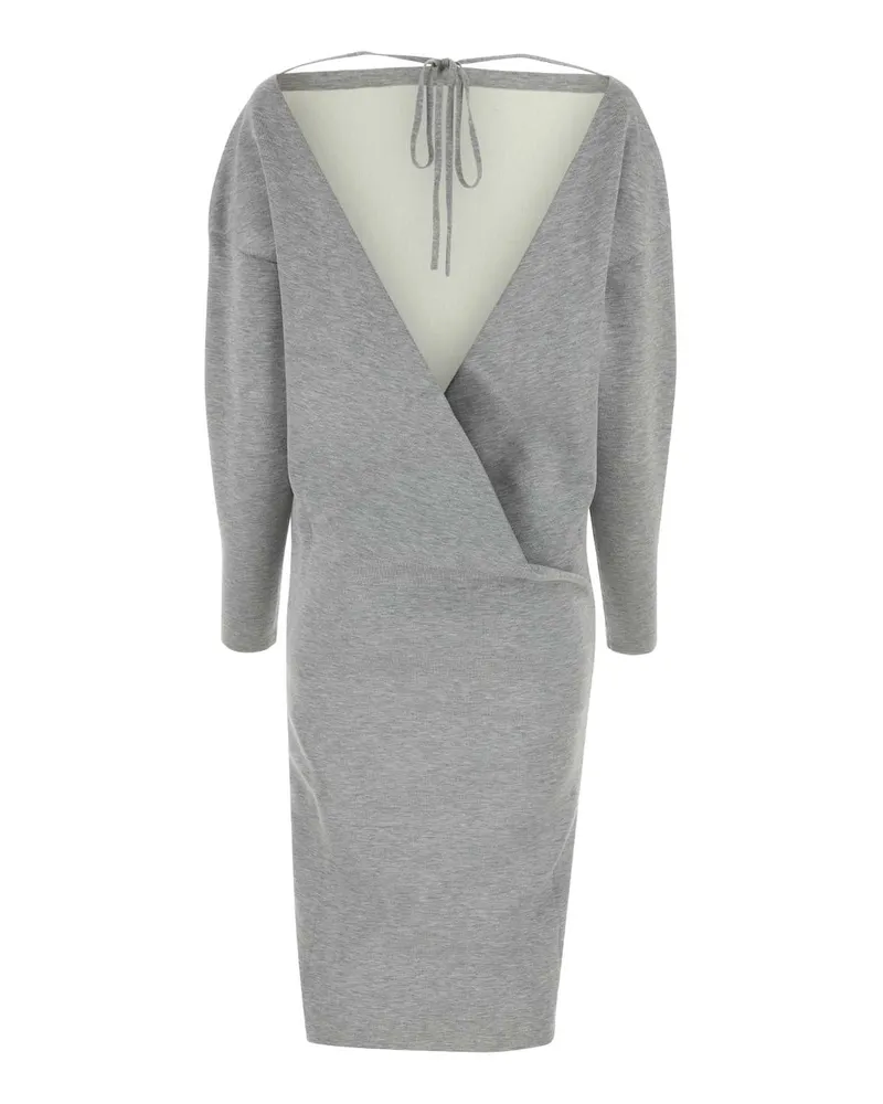 Gucci Women Grey Stretch Wool Blend Dress Lightgreymelange Abiti Gray