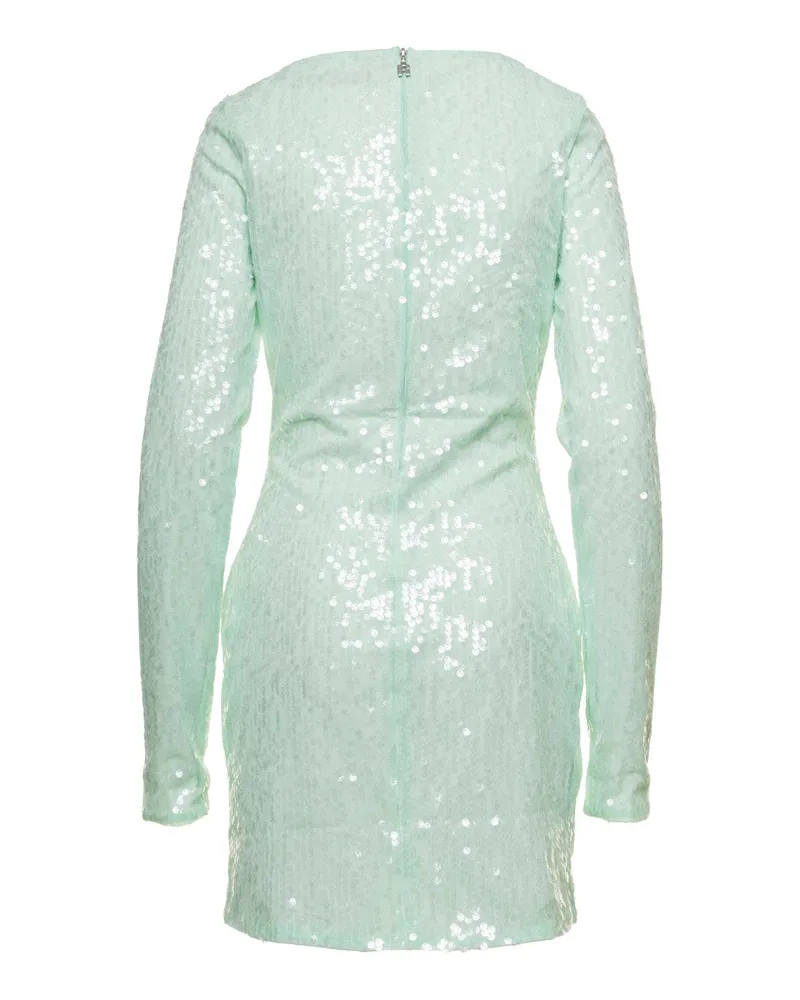 ROTATE Birger Christensen Women's Mini Green Dress With All-Over Sequins Recycled Polyester Green