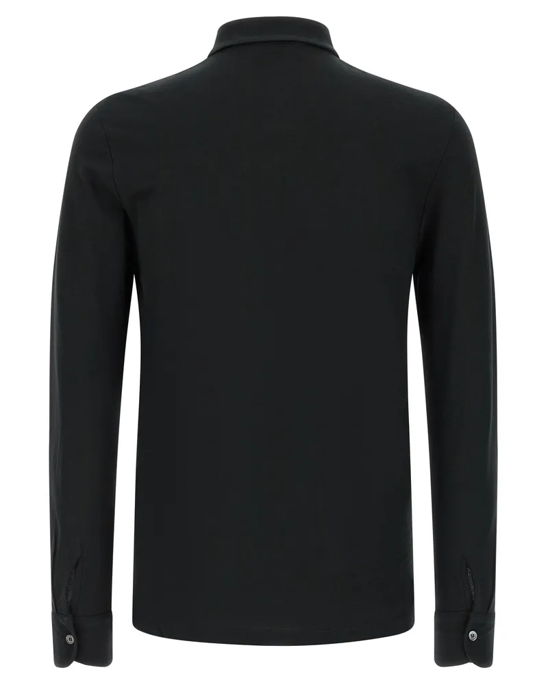 Zanone Ice Cotton Polo Shirt — Black Black