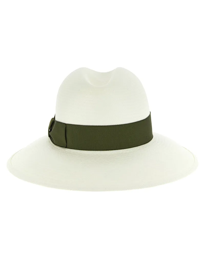 Borsalino Women Bicolor Hemp Fedora Accessory White