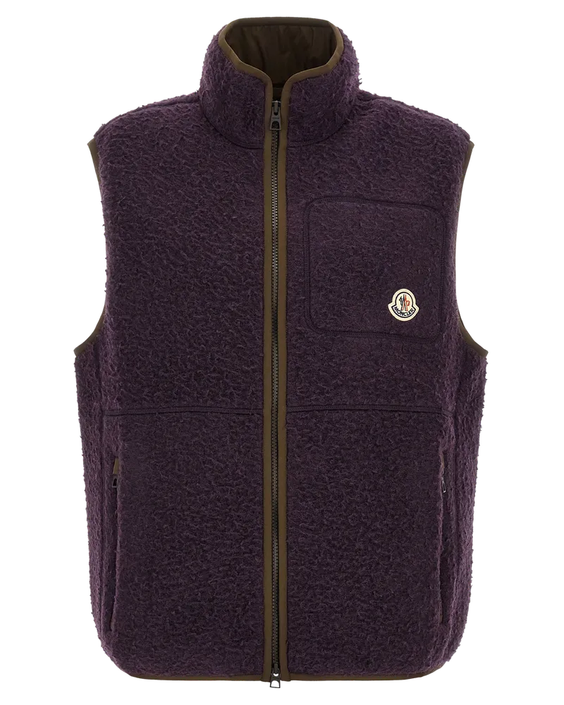 Moncler Wool-Blend Textured Vest — Purple Purple