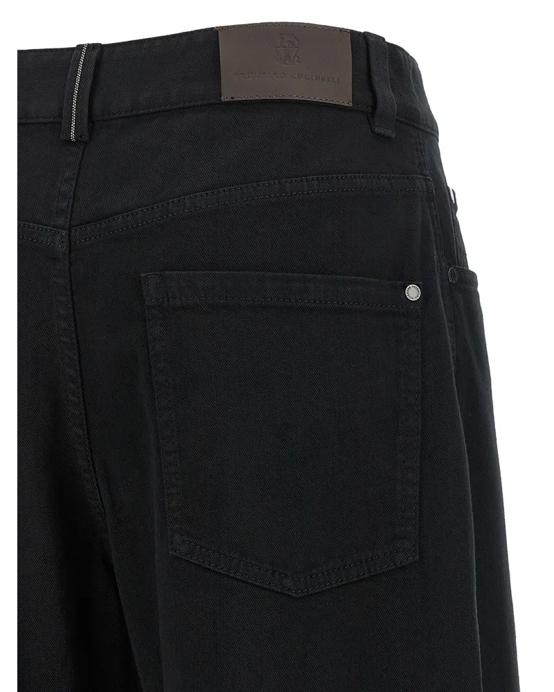 Brunello Cucinelli High-Waist Wide-Leg Jeans — Black Black