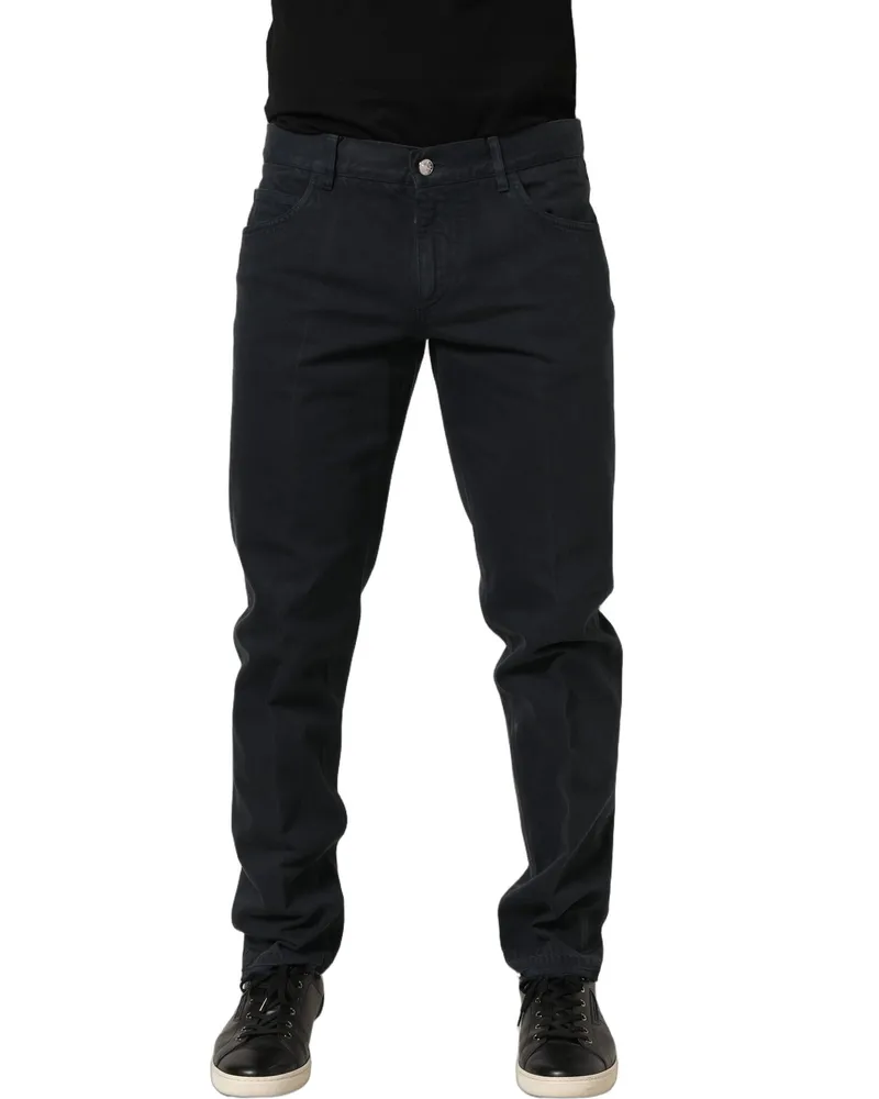 Dolce & Gabbana Black Cotton Mid Waist Skinny Men Denim Jeans Clothing Black