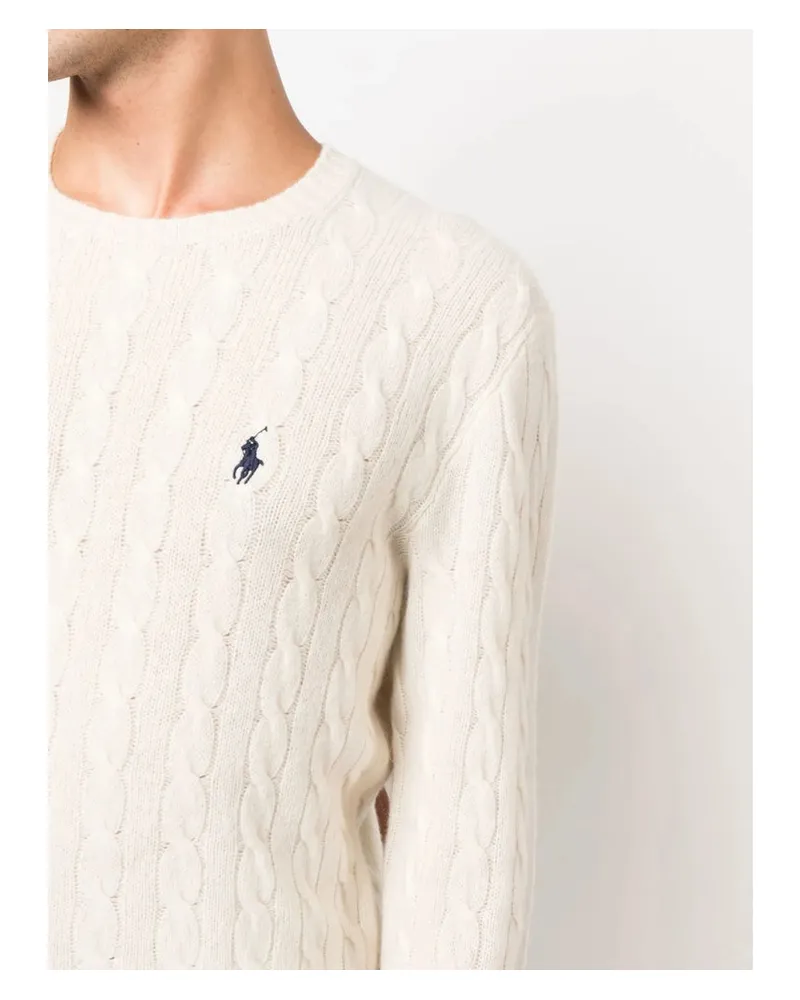 Ralph Lauren Cable-Knit Wool-Cashmere Sweater — White White