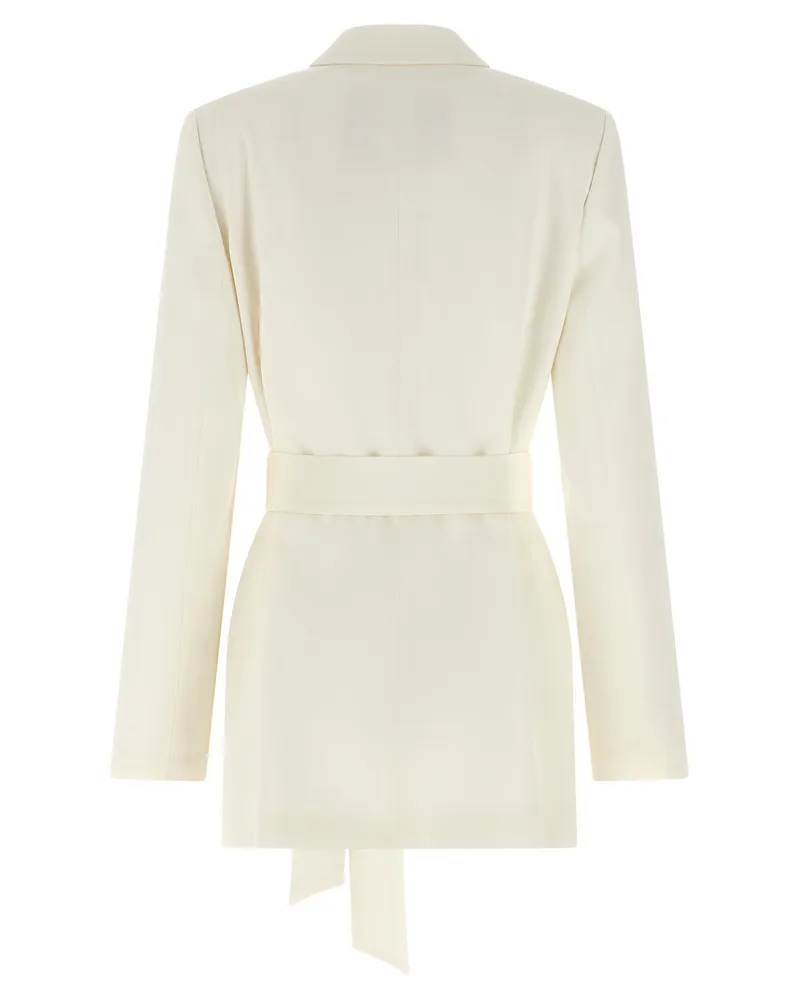 Kiton Double-Breasted Silk Blazer — Cream Cream