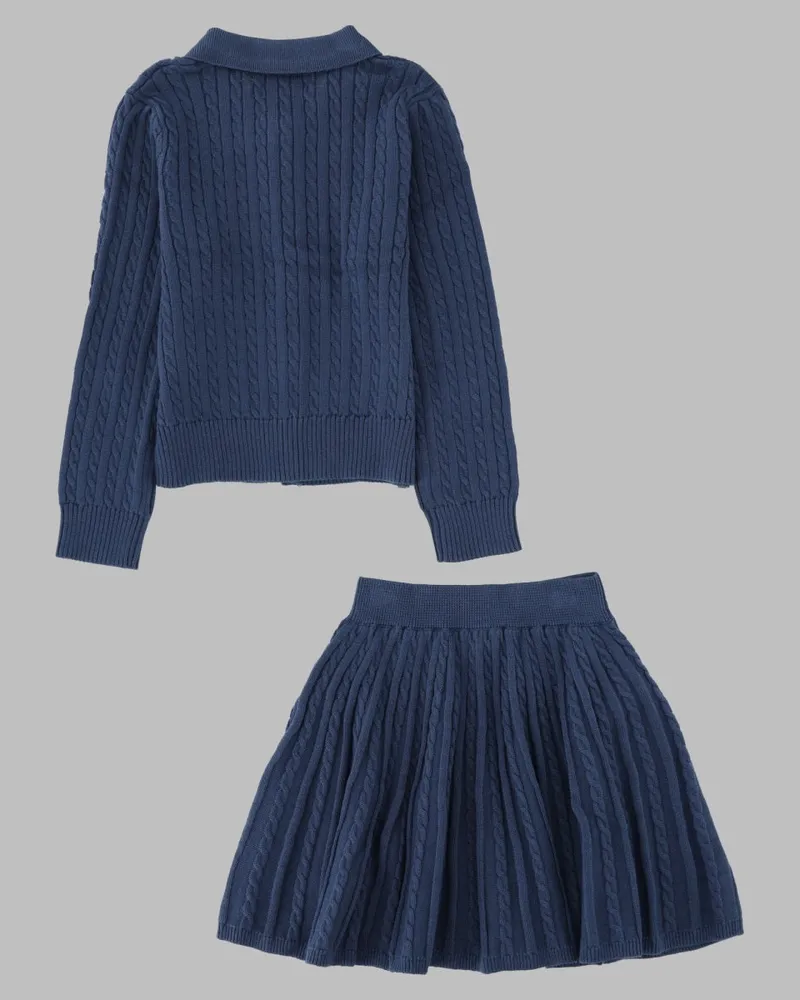 Ralph Lauren Cable-Knit Cotton Dress Set — Navy Navy
