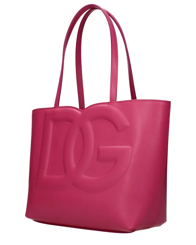 Dolce & Gabbana Women's Quilted Logo Leather Tote Pink Pink