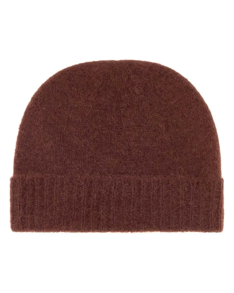 Vivienne Westwood Women's Brown Alpaca Blend Fluffy Beanie Hat Aw26tobacco Exterior: Nylon Wool Cappelli Brown