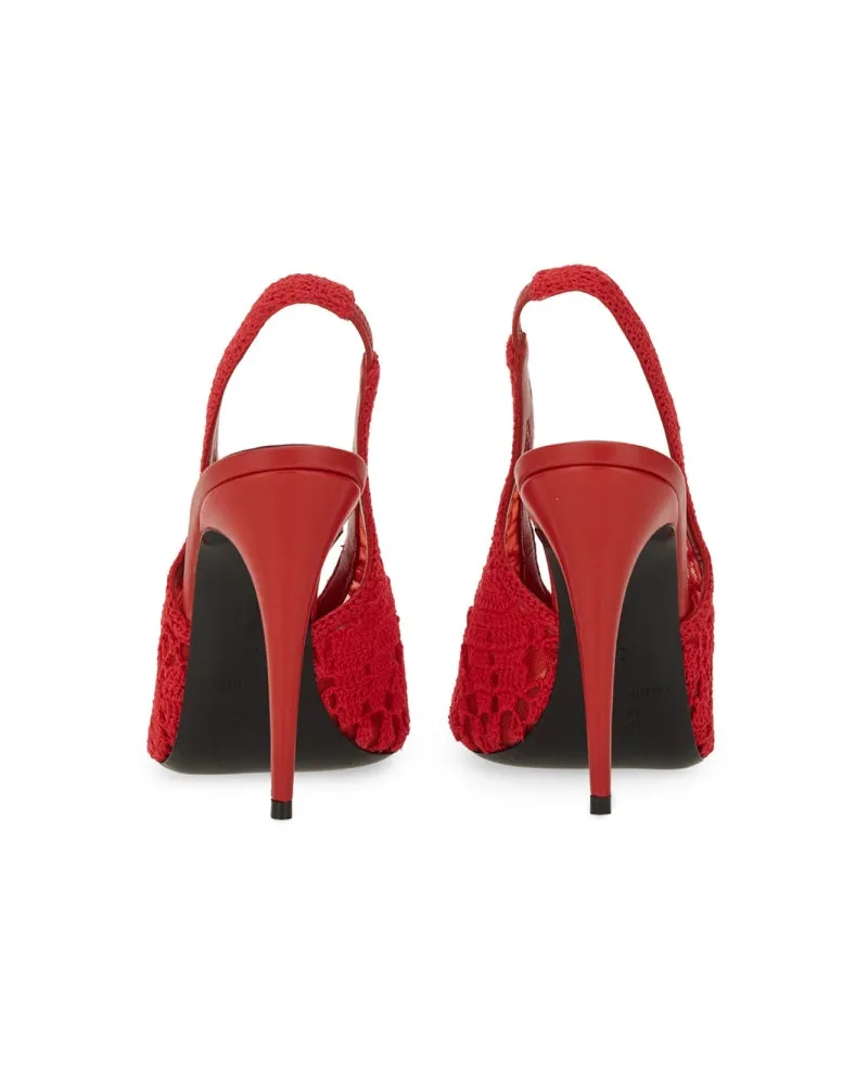 Magda Butrym Crochet Slingback Cotton Flat — Red Red
