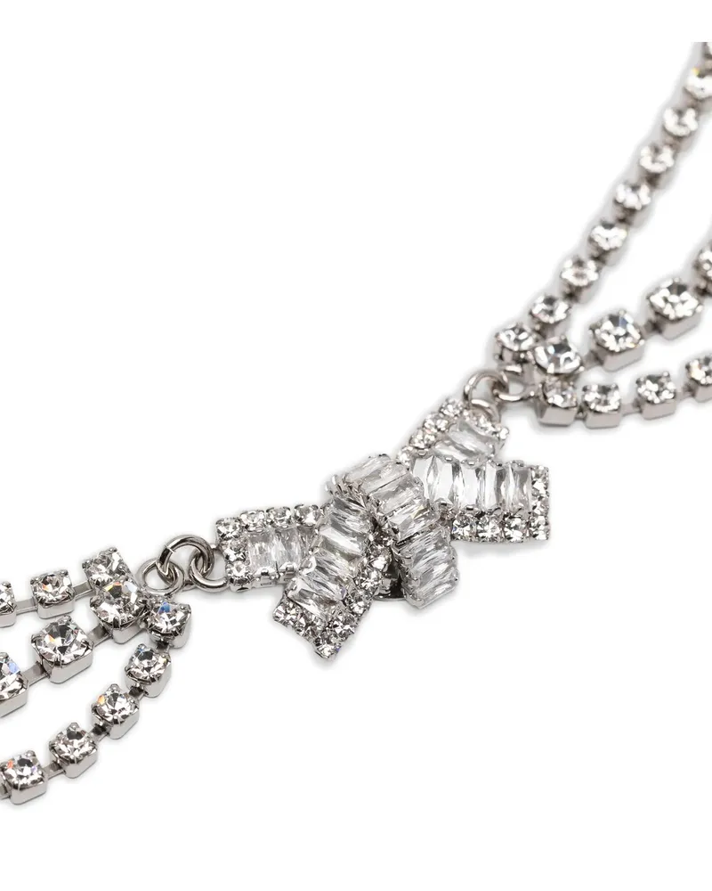 Alessandra Rich Bow and Crystal-Embellished Necklace — Silver Silver