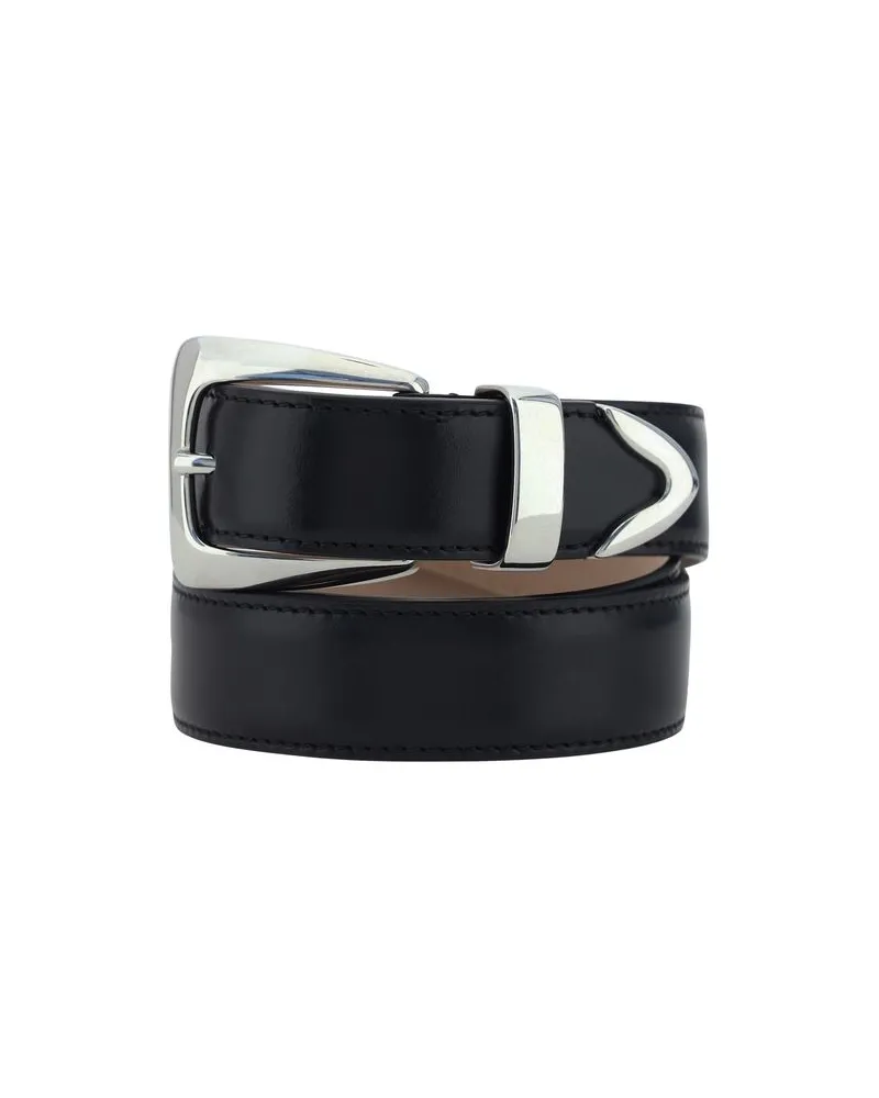 KHAITE Women's Black Calf Leather Bos Taurus Regular Belt Black