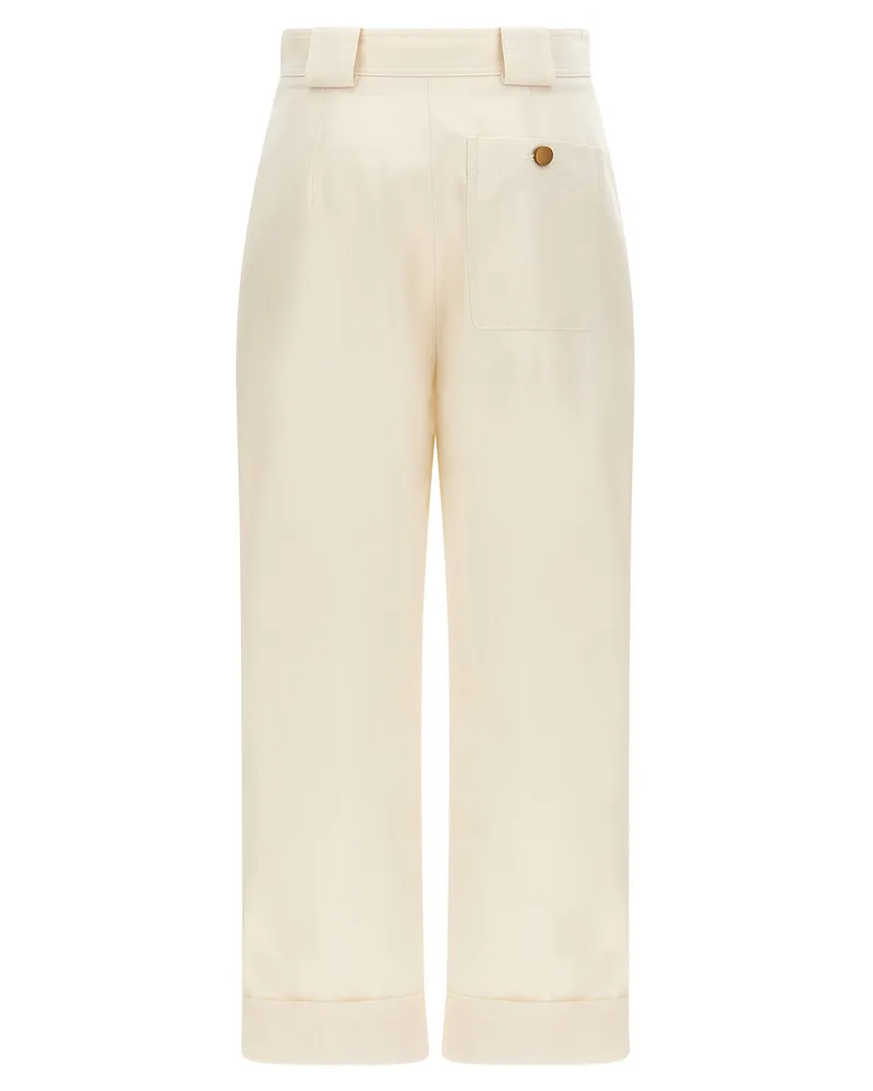 Max Mara Cotton Gabardine Trousers — Cream Cream