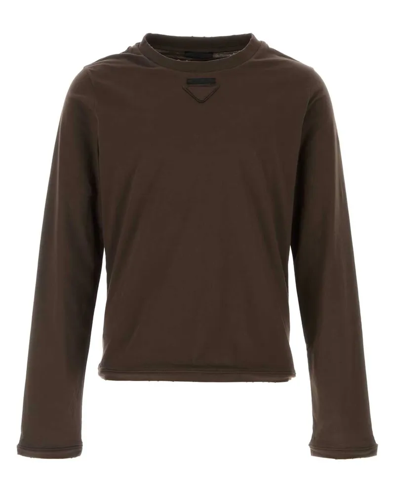 Prada Cotton Jersey T-Shirt — Brown Brown