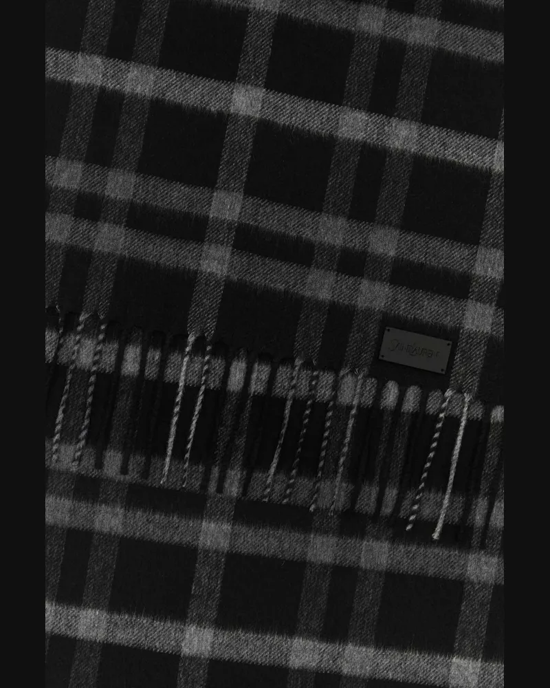 Saint Laurent 8376163ys31 1078 Blackivory Exterior: Silk Cashmere Sciarpe E Foulard Scarfs Black