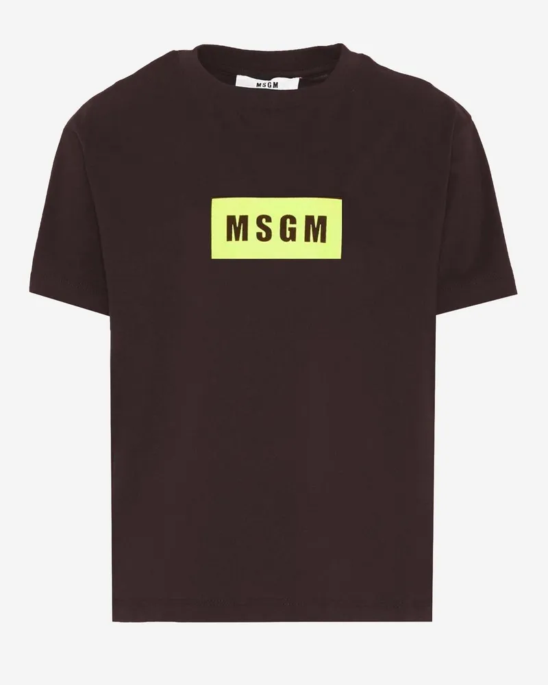 MSGM Kids' Cotton T-Shirt Brown T-Shirts And Polos Brown
