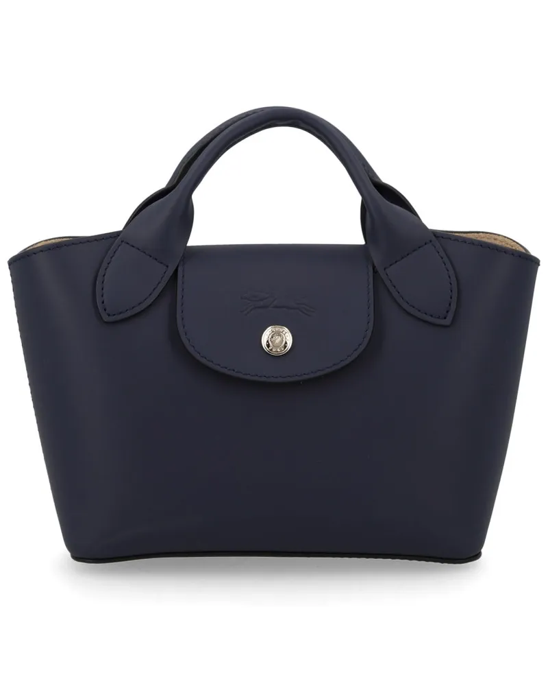 Longchamp Women's Shopping Bag Épure Blue Calf Leather Handbags Hand Blue