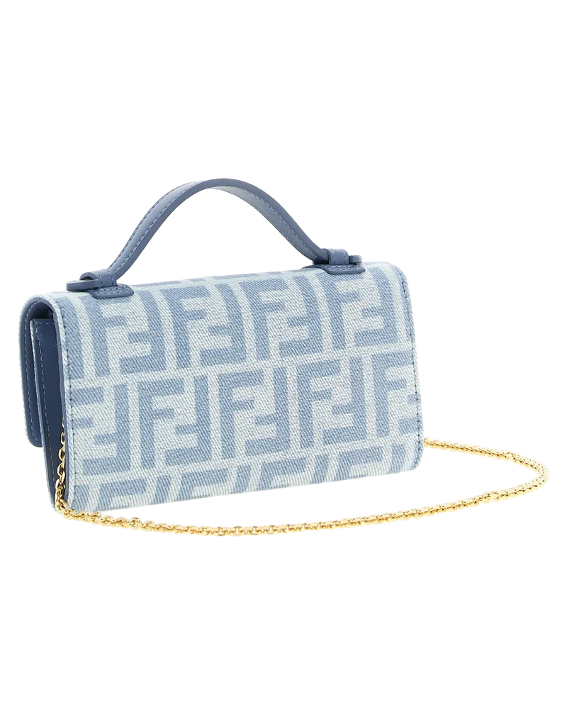 Fendi Continental Baguette Wallet on Chain — Blue Blue
