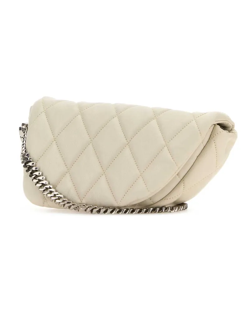 Burberry Women's White Leather Shield Lock Shoulder Bag Almond Borse A Tracolla White