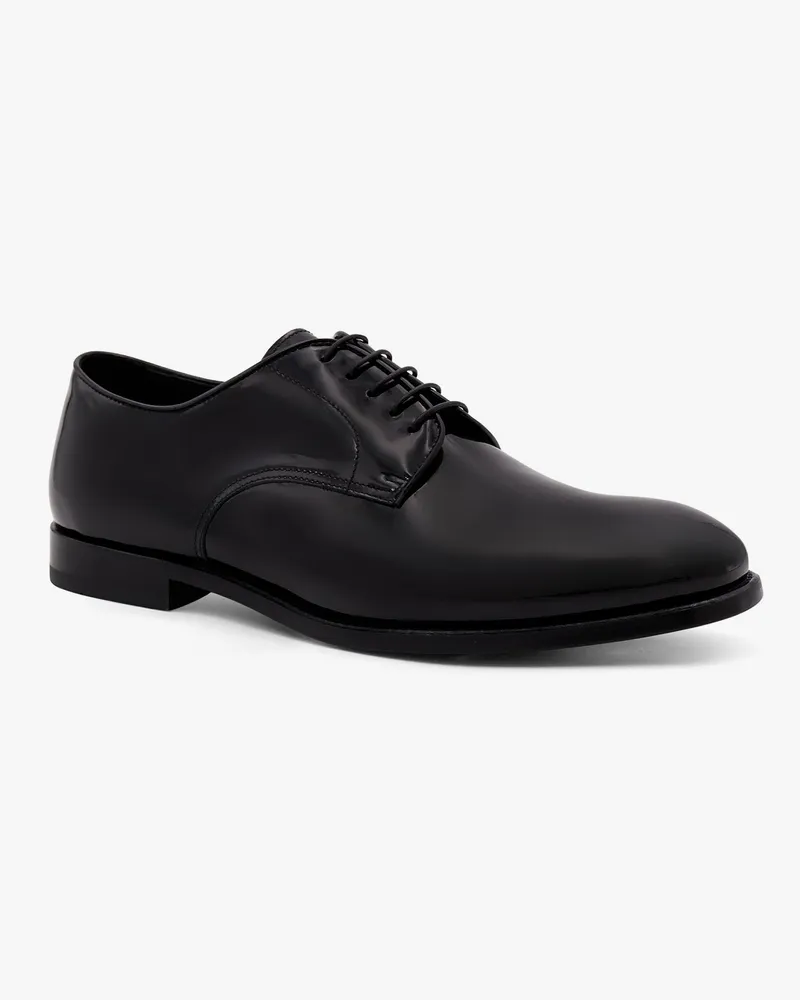 Doucal´s Men's Lace-Up Patent Leather Shoes Black Flat Black