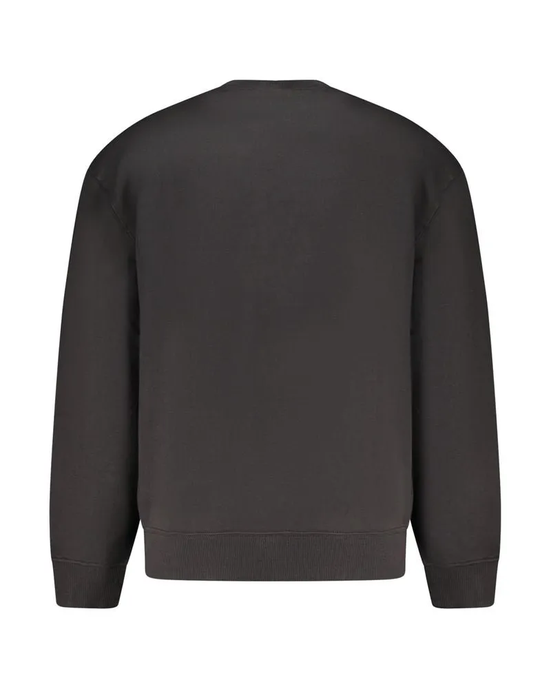 Calvin Klein Logo-Embroidered Cotton Sweatshirt — Black Black