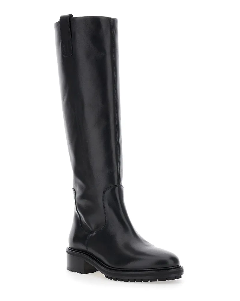 aeyde Women's Knee-High Boots Henry Black Leather Calf Black