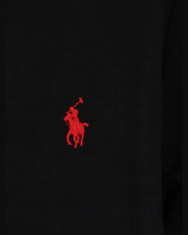 Ralph Lauren Men's Polo Shirt Embroidered Logo Black Cotton T-shirts And Polos Black