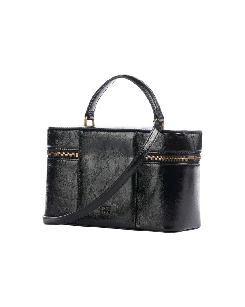 Pinko Calfskin Leather Top Handle Bag — Black Black