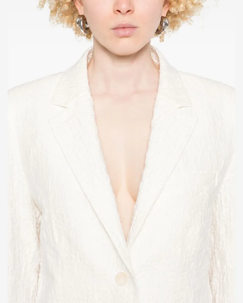 Harris Wharf London Crinkled Shoulder-Pad Cotton Blend Blazer — White White